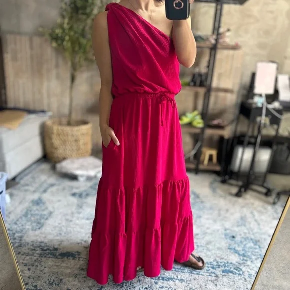 Max Studio Barbie pink off shoulder maxi dress - Picture 1 of 11